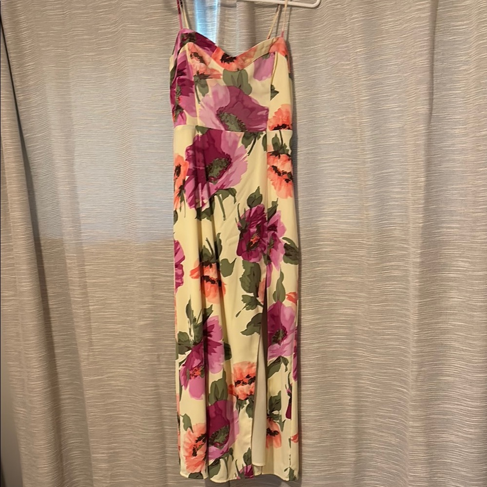 Abercrombie & Fitch Silky Midi Dress in Bold Floral Print